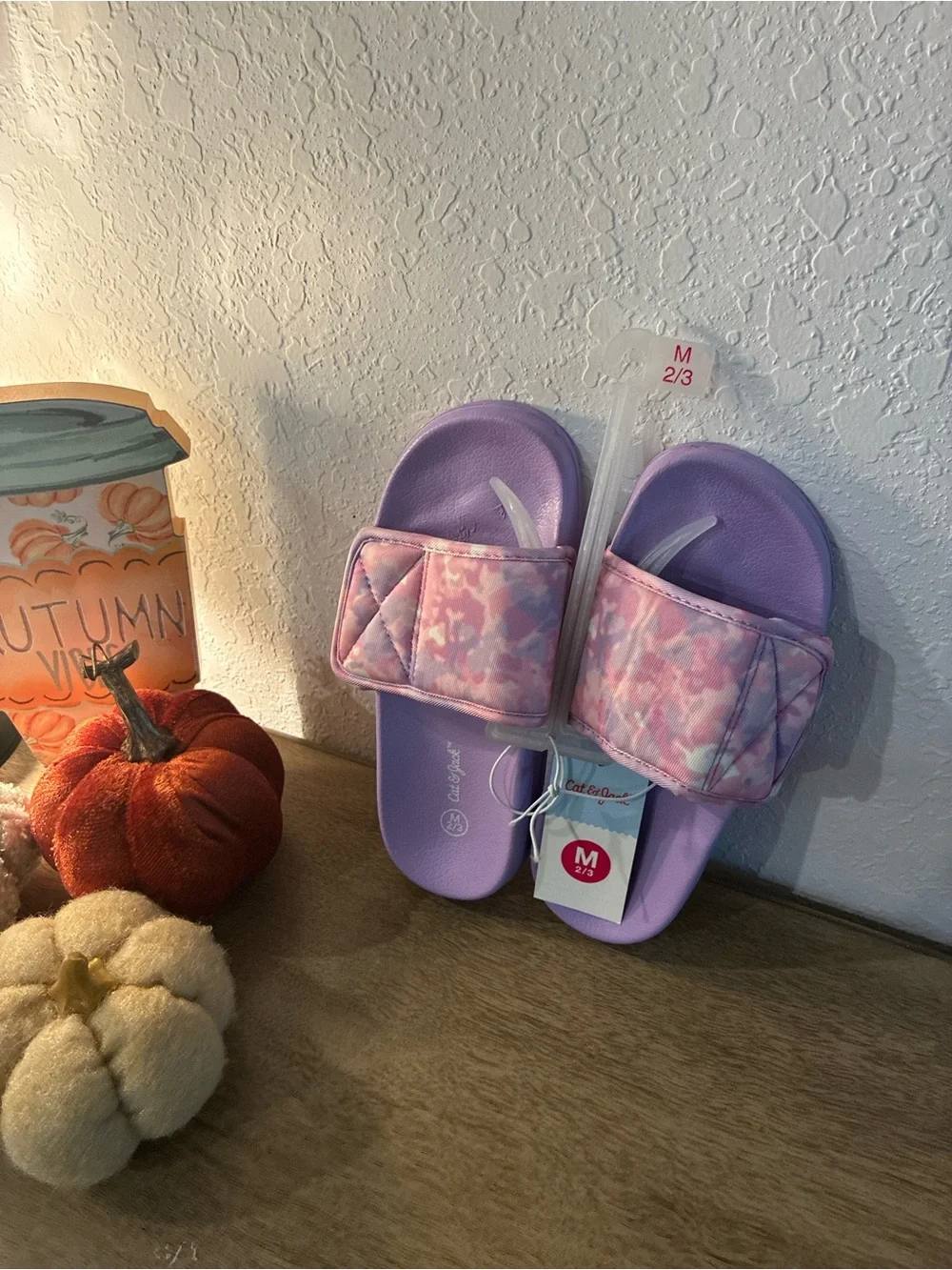Cat & Jack Girls Slide Sandals Size 2/3 Purple Pink Tie Dye New With Tags